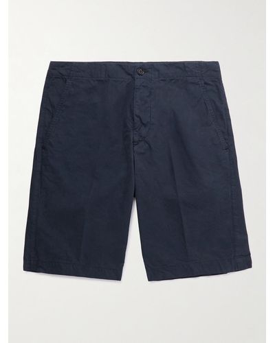 Aspesi Straight-leg Garment-dyed Cotton Bermuda Shorts - Blue