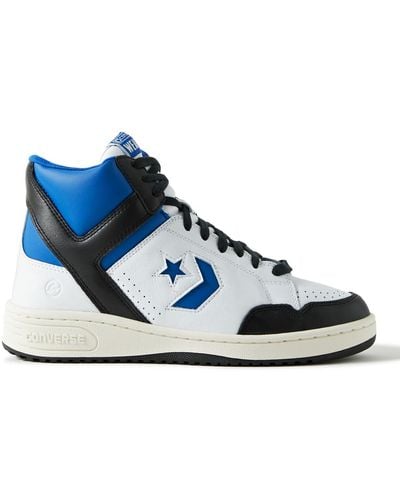 Converse Fragment Weapon Colour-block Leather High-top Sneakers - Blue