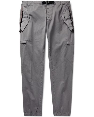 Moncler Tapered Belted Shell-trimmed Stretch-cotton Twill Cargo Pants - Gray