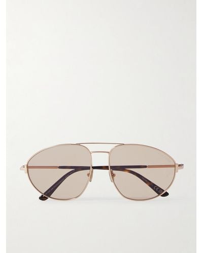 Tom Ford Ken Aviator-style Rose Gold-tone Sunglasses - Natural
