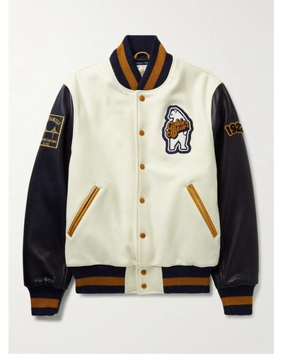 Golden Bear The Albany Logo-appliqued Wool-blend And Leather Bomber Jacket - Multicolour