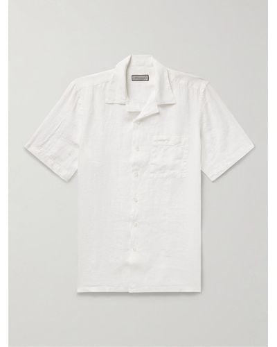 Canali Camp-collar Linen Shirt - White