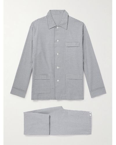 Anderson & Sheppard Gingham Brushed Cotton-twill Pyjama Set - Grey