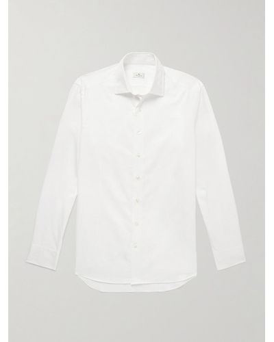 Etro Paisley-jacquard Cotton And Lyocell-blend Shirt - White