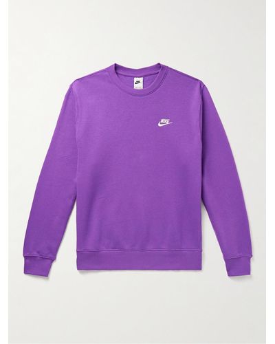 Nike Sportswear Club Logo-embroidered Cotton-blend Jersey Sweatshirt - Purple