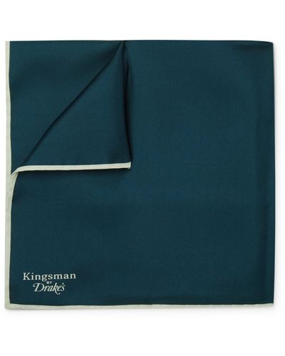 Kingsman Drake's Silk Pocket Square - Blue