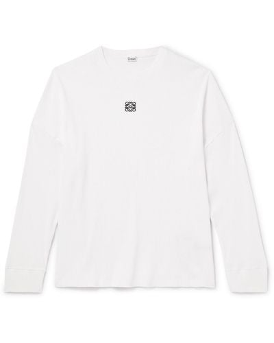 Loewe Oversized Logo-embroidered Ribbed Cotton T-shirt - White