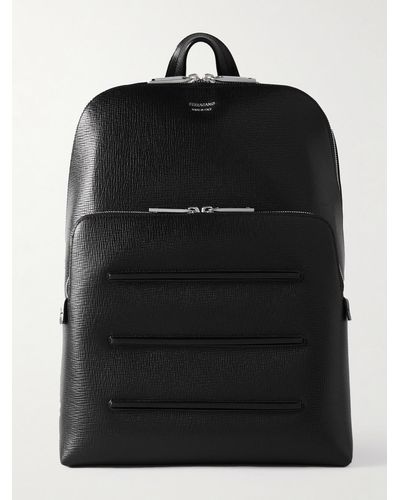 Ferragamo Embossed Cross-grain Leather Backpack - Black