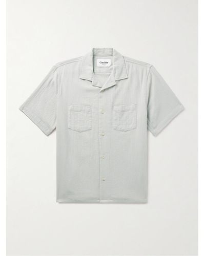 Corridor NYC High Twist Camp-collar Crinkled-cotton Shirt - Grey