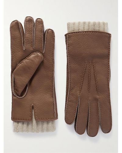 Loro Piana Adler Cashmere-lined Leather Gloves - Brown