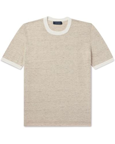 Thom Sweeney Cotton And Linen-blend T-shirt - White