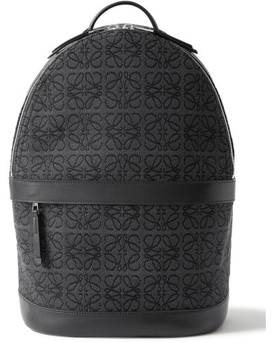 Loewe Leather-trimmed Logo-jacquard Canvas Backpack - Black