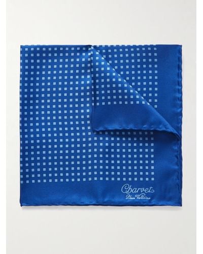 Charvet Printed Silk-twill Pocket Sqaure - Blue