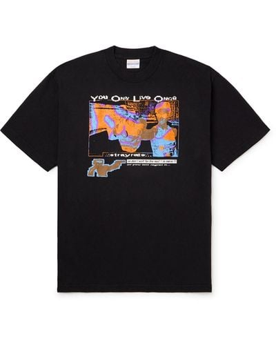 Stray Rats Yolo Printed Cotton-jersey T-shirt - Black