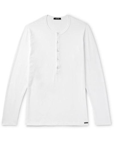 Tom Ford Stretch-cotton Jersey Henley Pajama T-shirt - White