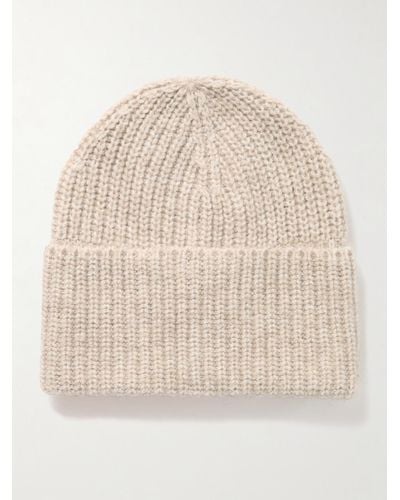 Brunello Cucinelli Brushed Ribbed-knit Beanie - Natural