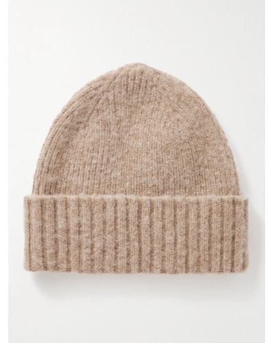 MR P. Ribbed Brushed-lambswool Beanie - Natural