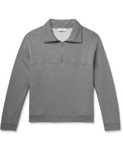 NINETY PERCENT Mélange Loopback Organic Cotton-jersey Half-zip Sweatshirt - Gray