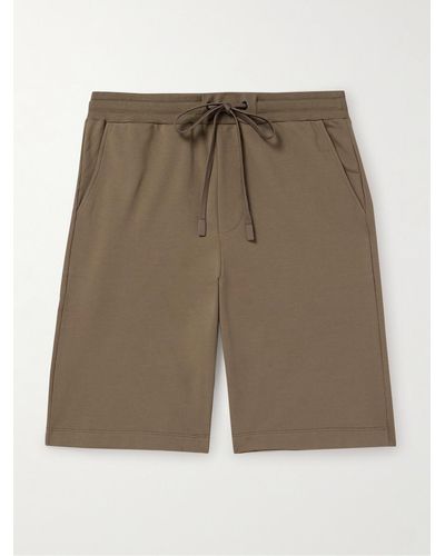 Hanro Natural Living gerade geschnittene Shorts aus Baumwoll-Jersey mit Stretch-Anteil und Kordelzugbund - Grün