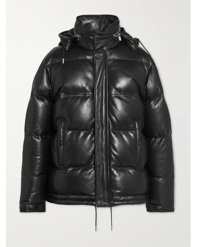 Saint Laurent Quilted Leather Hooded Down Jacket - Nero