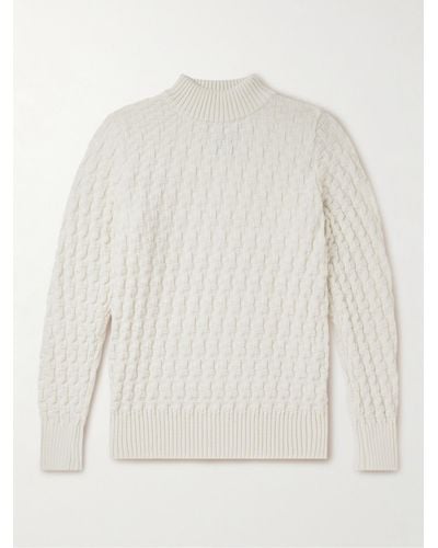 S.N.S. Herning Pullover slim-fit in lana merino a trecce Stark - Bianco