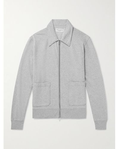 Officine Generale Esborn Cotton-jersey Zip-up Sweatshirt - Grey