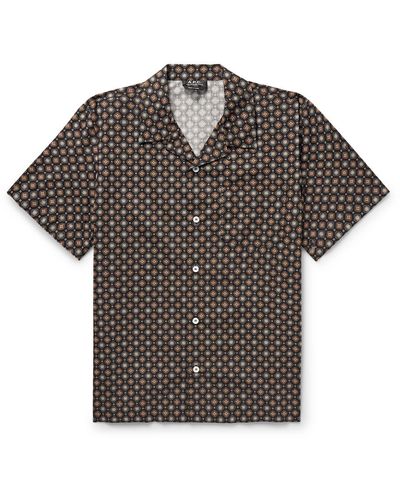 A.P.C. Lloyd Convertible-collar Printed Cotton Shirt - Gray