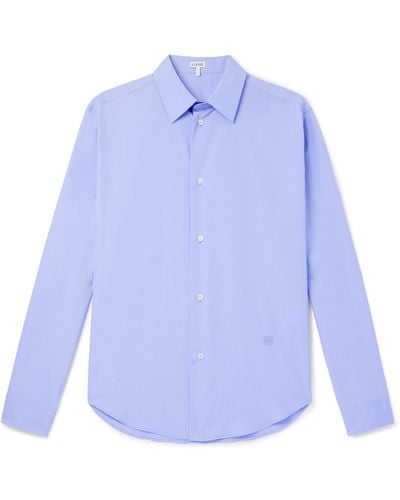 Loewe Logo-embroidered Cotton Shirt - Blue