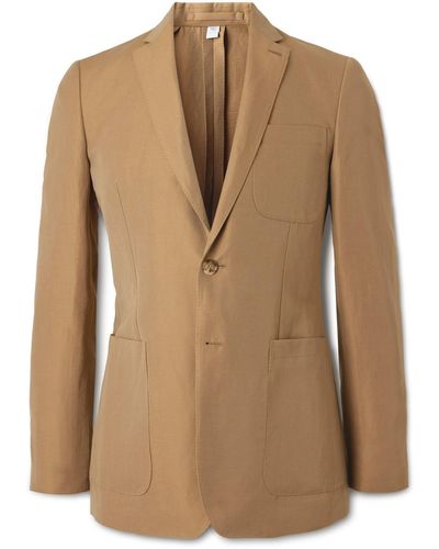 Burberry Slim-fit Unstructured Wool And Linen-blend Suit Jacket - Natural