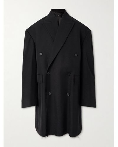 Balenciaga Oversized Double-breasted Wool-blend Coat - Black