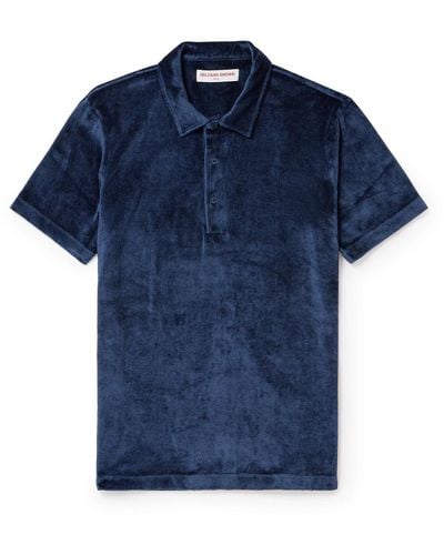 Orlebar Brown Walcott Modal And Cotton-blend Terry Polo Shirt - Blue