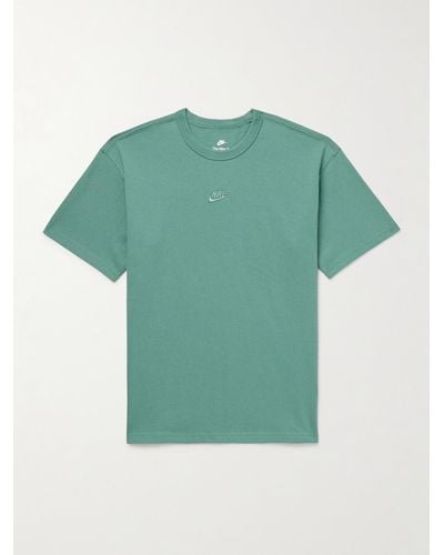Nike Sportswear Premium Essentials Logo-embroidered Cotton-jersey T-shirt - Green