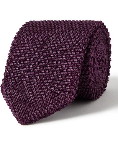 MR P. 7cm Knitted Silk Tie - Purple