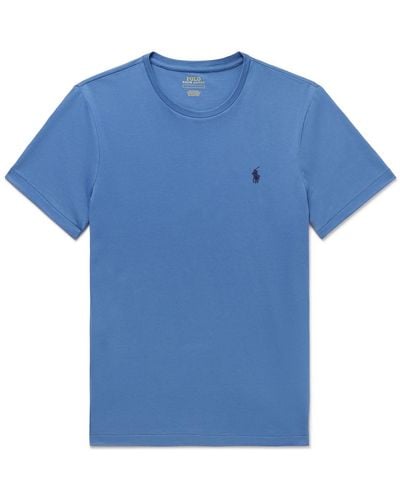 Polo Ralph Lauren Slim-fit Logo-embroidered Cotton-jersey T-shirt - Blue
