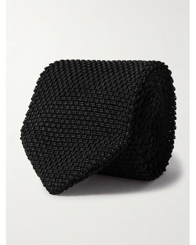 MR P. 7cm Knitted Silk Tie - Black