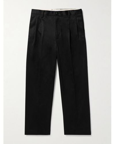 Wacko Maria Straight-leg Pleated Cotton-twill Trousers - Black