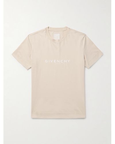 Givenchy Archetype T-Shirt aus Baumwoll-Jersey mit Logoprint - Natur