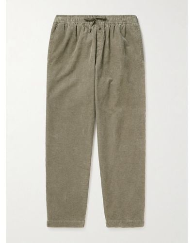 YMC Alva Tapered Cotton And Linen-blend Corduroy Drawstring Pants - Green