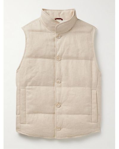 Brunello Cucinelli Slim-fit Quilted Padded Linen - Natural