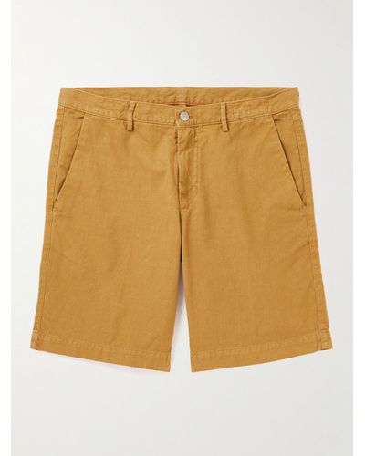 Massimo Alba Vela Slim-fit Straight-leg Cotton And Linen-blend Canvas Shorts - Yellow