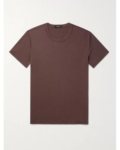 Tom Ford T-shirt in jersey di cotone stretch - Marrone
