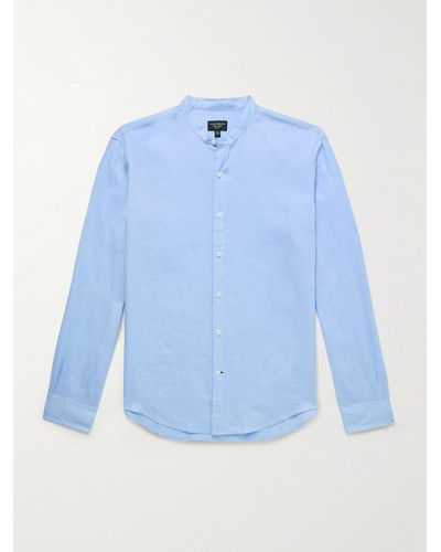 Club Monaco Grandad-collar Linen Shirt - Blue