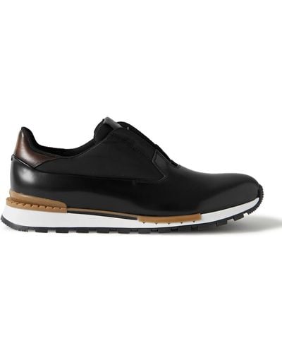 Berluti Fast Track Torino Leather And Shell Sneakers - Black