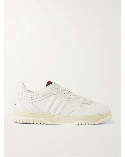 Gucci Re-web Webbing-trimmed Leather Sneakers - Natural