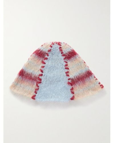Marni Brushed Striped Mohair-blend Bucket Hat - Pink