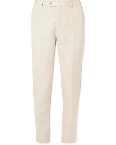 Loro Piana Straight-leg Cotton And Linen-blend Pants - Natural