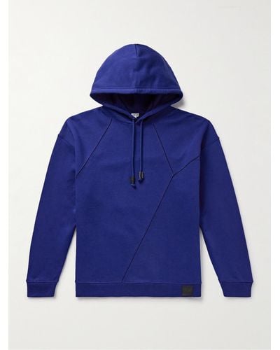 Loewe Luxury Puzzle Relaxed Fit Hoodie In Cotton - Blue