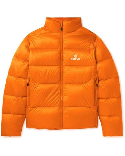 Ostrya Throwing Fits Squall Logo-print Quilted Ripstop Down Jacket - Orange