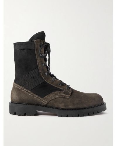 Belstaff Trooper Suede And Canvas Boots - Black