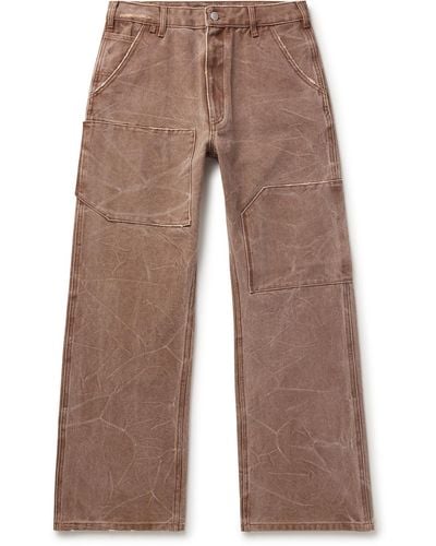 Acne Studios Palma Straight-leg Pigment-dyed Cotton-canvas Pants - Brown